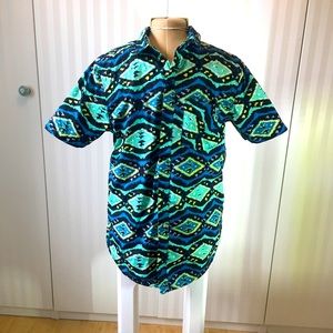 Empyre Mens blue green black button down breast pocket Size S